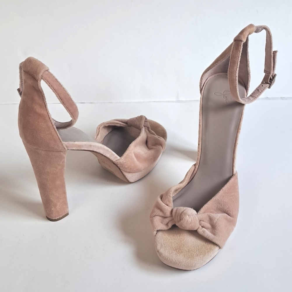 Joie velvet twist knot open toe ankle strap block heel sz40/10